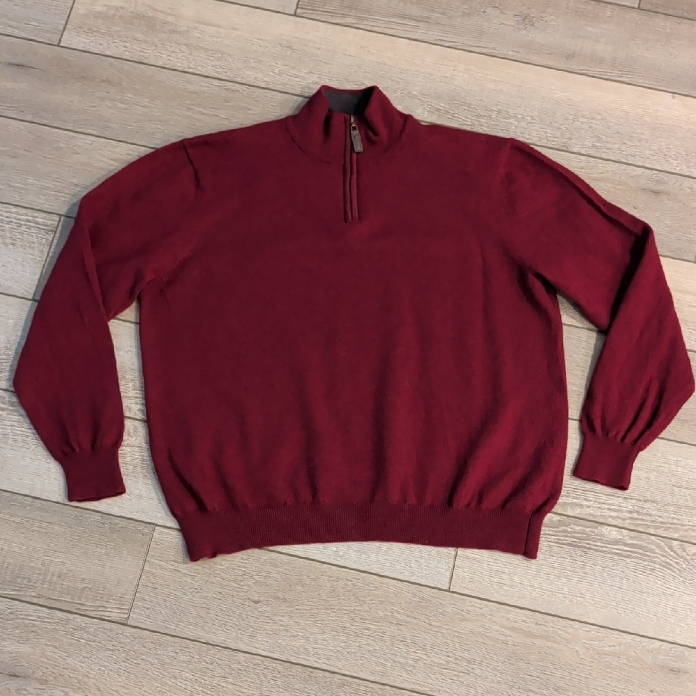 Club Room Men's Zip-Up Maroon Sweater